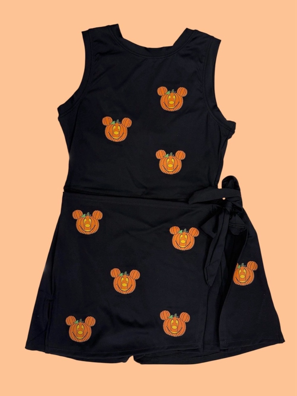 Disney Halloween Pumpkin Mickey Print Dress with Shorts